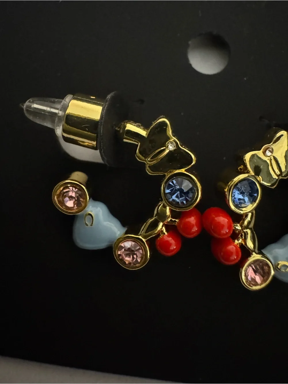 Coach Gold-Tone Multicolor Crystal & Enamel Stud Earrings